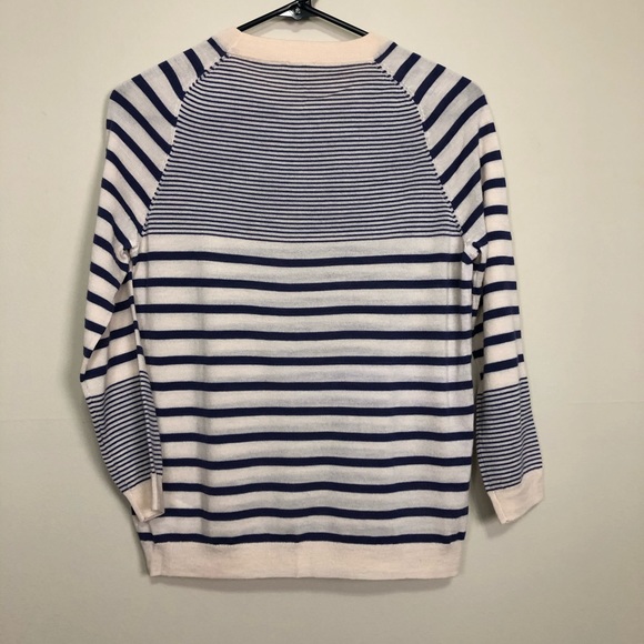 Fossil cream navy striped wool sweater small - Picture 6 of 8